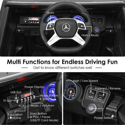 Licensed Mercedes-Benz Kids Ride On Car with RC Control and Trunk - Black