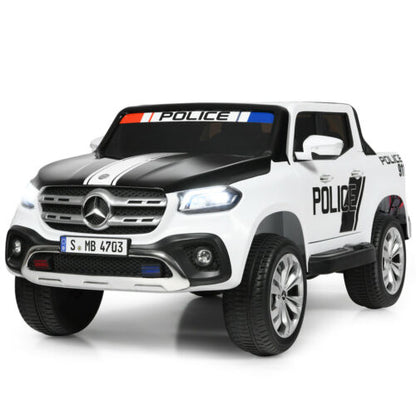 Licensed Mercedes Benz X Class RC 2-Seater Kids Police Car with Trunk - 12V