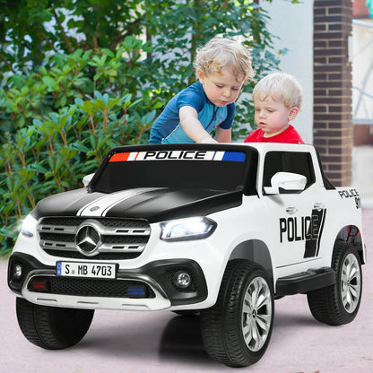 Licensed Mercedes Benz X Class RC 2-Seater Kids Police Car with Trunk - 12V