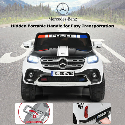 Licensed Mercedes Benz X Class RC 2-Seater Kids Police Car with Trunk - 12V