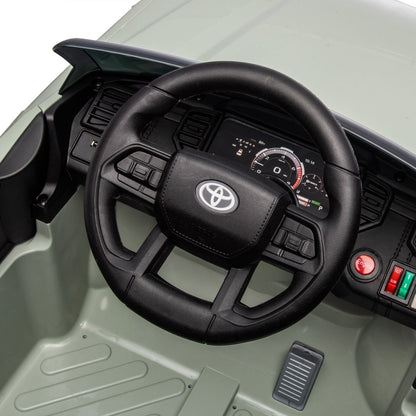 Licensed Toyota Tundra Olive 12V Kids Ride On Pickup Truck with 3 Speeds and Dual Motors