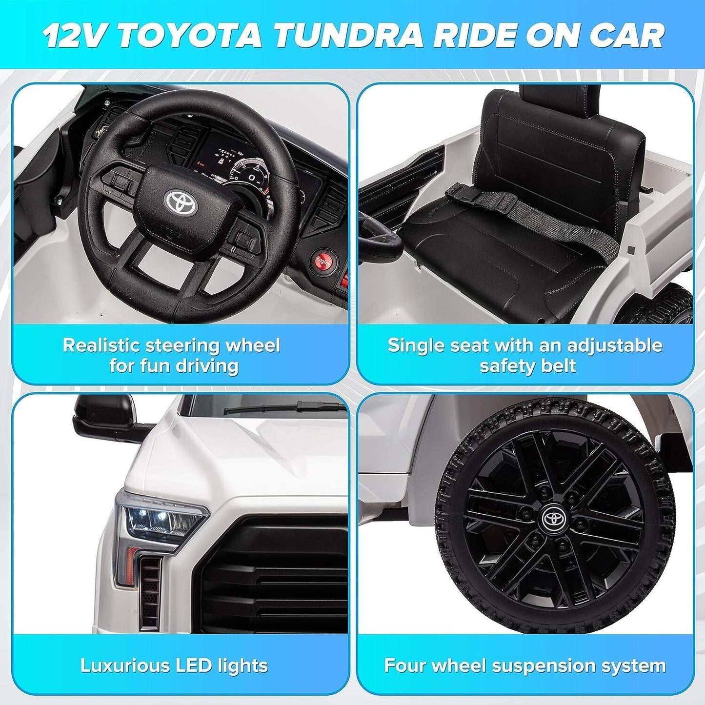 Licensed Toyota Tundra Pickup 12V Battery Powered Ride-On Truck for Kids