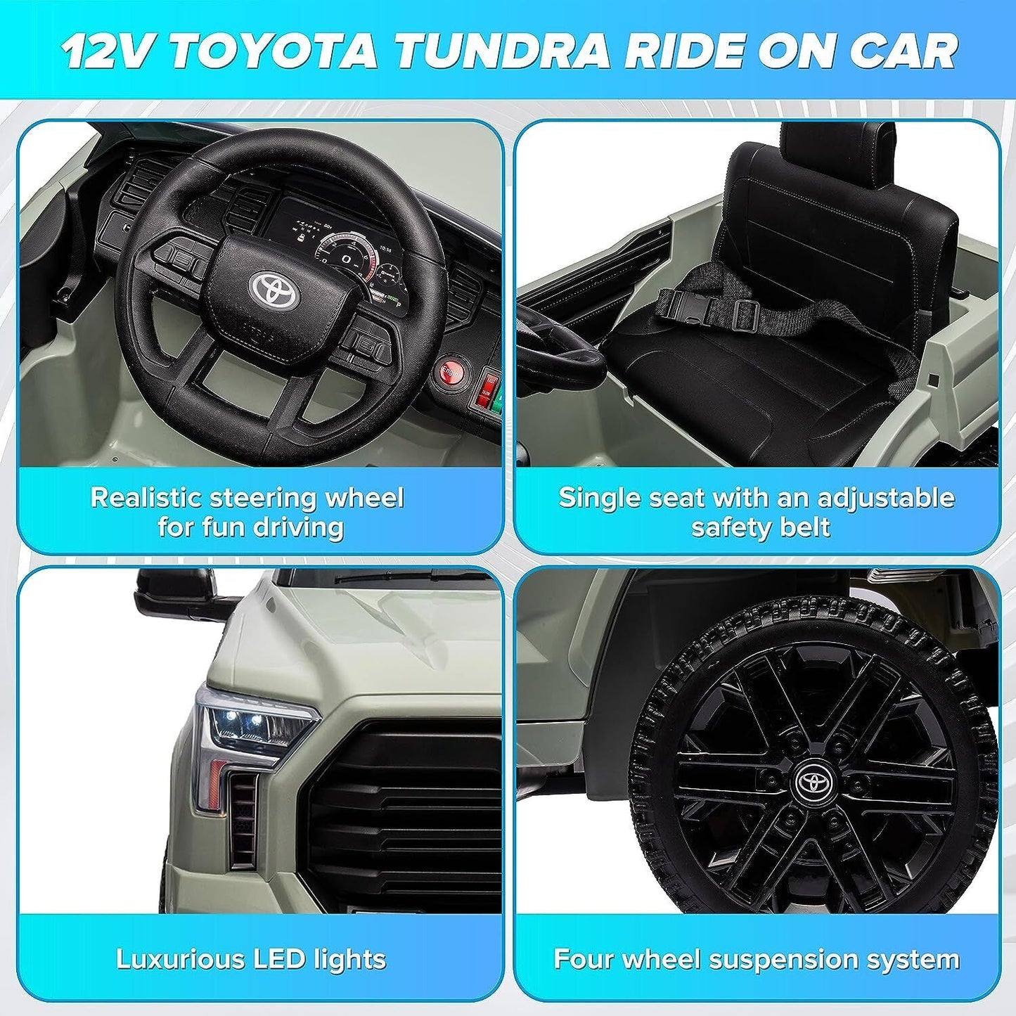 Licensed Toyota Tundra Pickup 12V Battery Powered Ride-On Truck for Kids