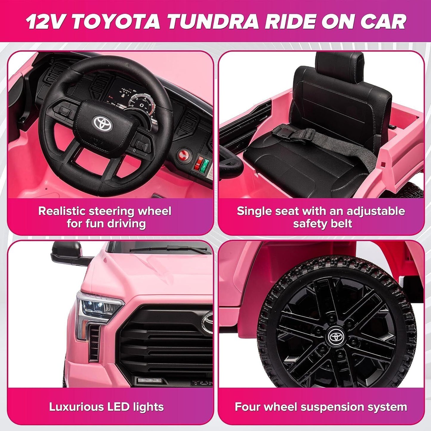 Licensed Toyota Tundra Pickup 12V Battery Powered Ride-On Truck for Kids