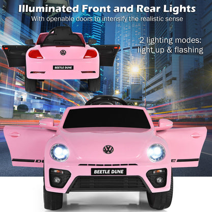 Licensed Volkswagen Beetle 12V Ride On Car with Remote Control and Music for Kids