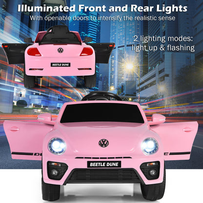 Licensed Volkswagen Beetle 12V Ride On Car with Remote Control and Music for Kids