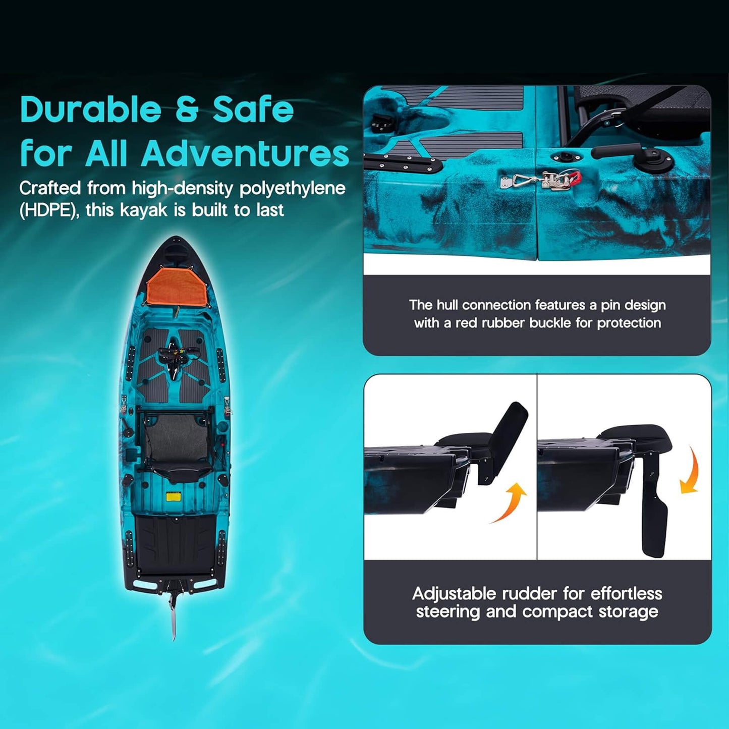 Lightweight 10FT 1-Person Modular Fishing Kayak With Fin Drive System (SAK21489)