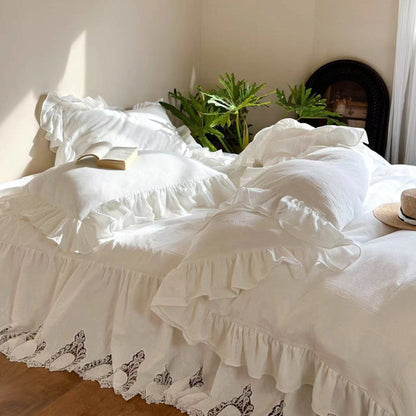 Liliane Elegant Ruffle Double Gauze Bedding Set / Hollow Out