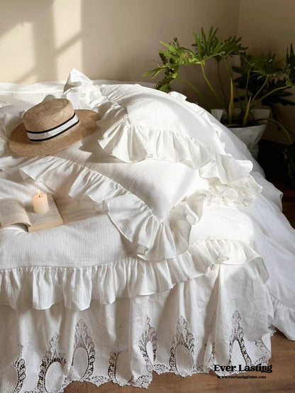 Liliane Elegant Ruffle Double Gauze Bedding Set / Hollow Out