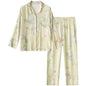 Lillian Lapel Collar & Button Front Floral Pajama Set / Long-Sleeve & Long-Pant