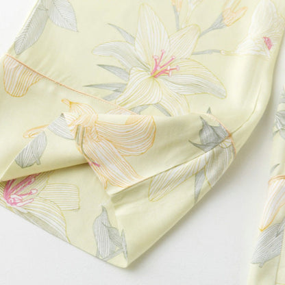 Lillian Lapel Collar & Button Front Floral Pajama Set / Long-Sleeve & Long-Pant