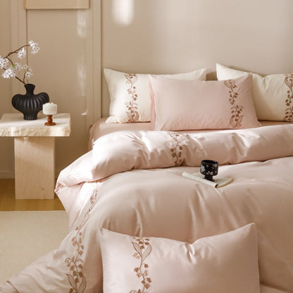 Lily of the Valley Embroidered Silky Bedding Set / Cream
