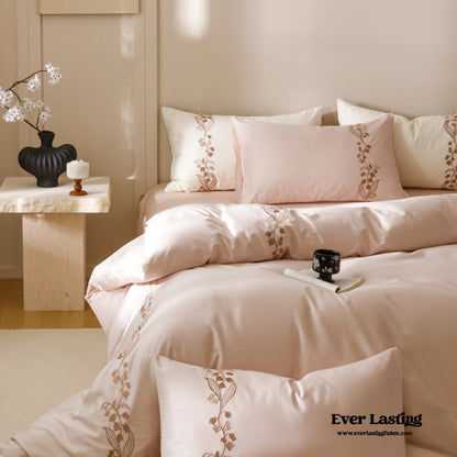 Lily of the Valley Embroidered Silky Bedding Set / Purple