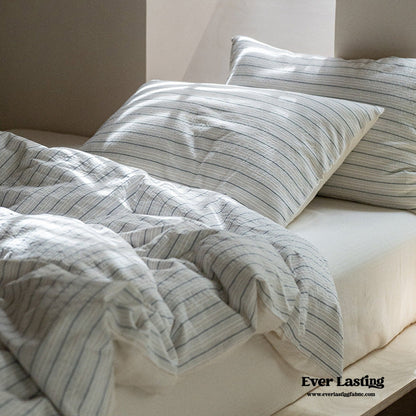 Lina Minimalist White Striped Bedding Set