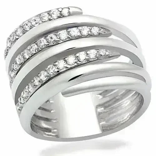 LO2075 Rhodium Brass Ring – AAA Clear CZ Solitaire (Bold & Brilliant)