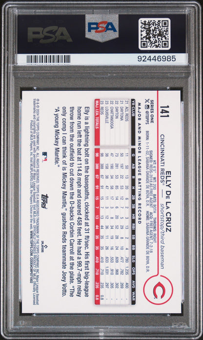 Graded 2024 Topps Elly De La Cruz #141 Rookie RC Baseball Card PSA 8 Near Mint