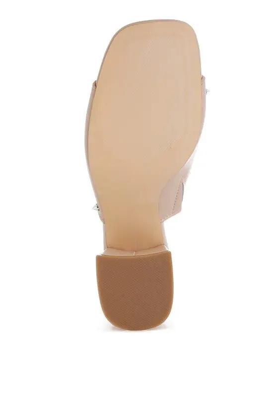 Shoes Rag Company Lomela Stud Embellished Block Heel Mules for Casual Wear