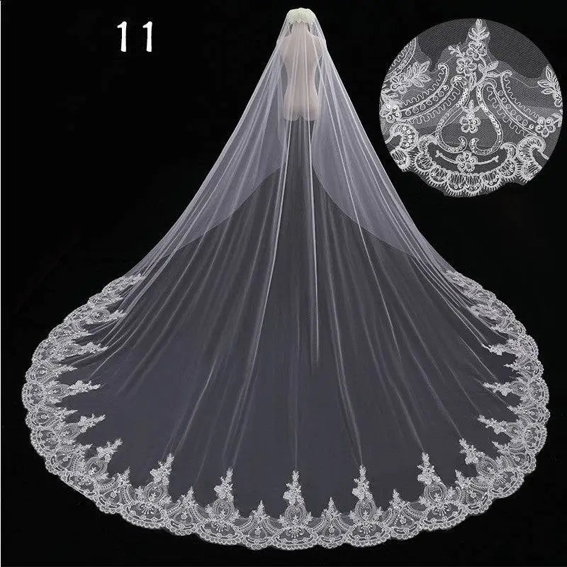 Long Lace Wedding Veil Meters Wide Style