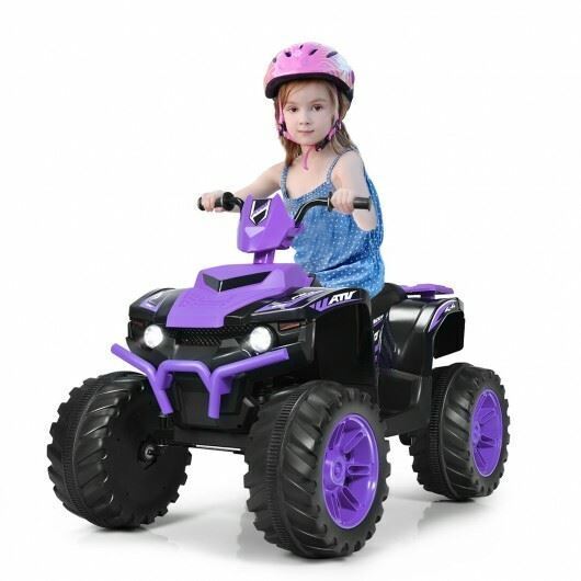 Long-Lasting 12V Kids Electric ATV Quad Ride On Car with LED Light-Purple