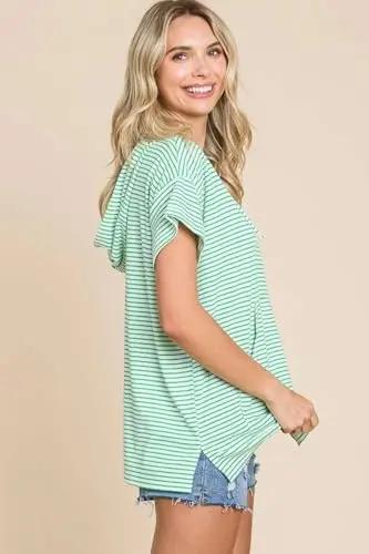 Accessories Love Salve Culture Code Full Size Striped Hooded Top