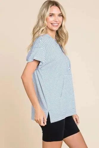 Accessories Love Salve Culture Code Full Size Striped Hooded Top