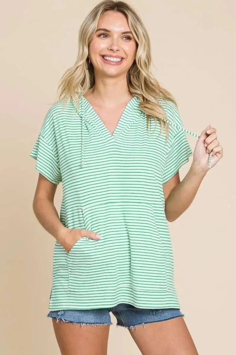 Accessories Love Salve Culture Code Full Size Striped Hooded Top