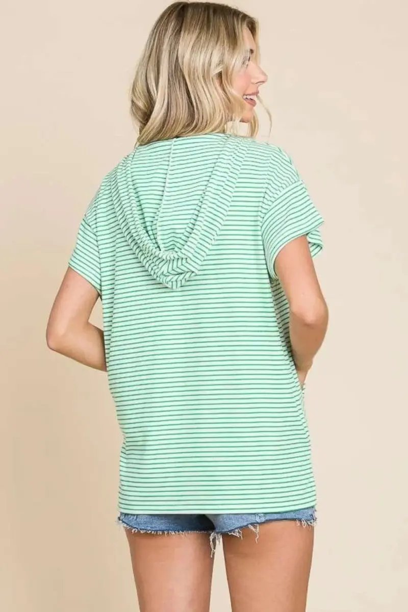 Accessories Love Salve Culture Code Full Size Striped Hooded Top