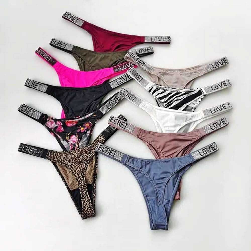 Love Salve Rhinestone Cotton Thong — Brazilian Lingerie for Women