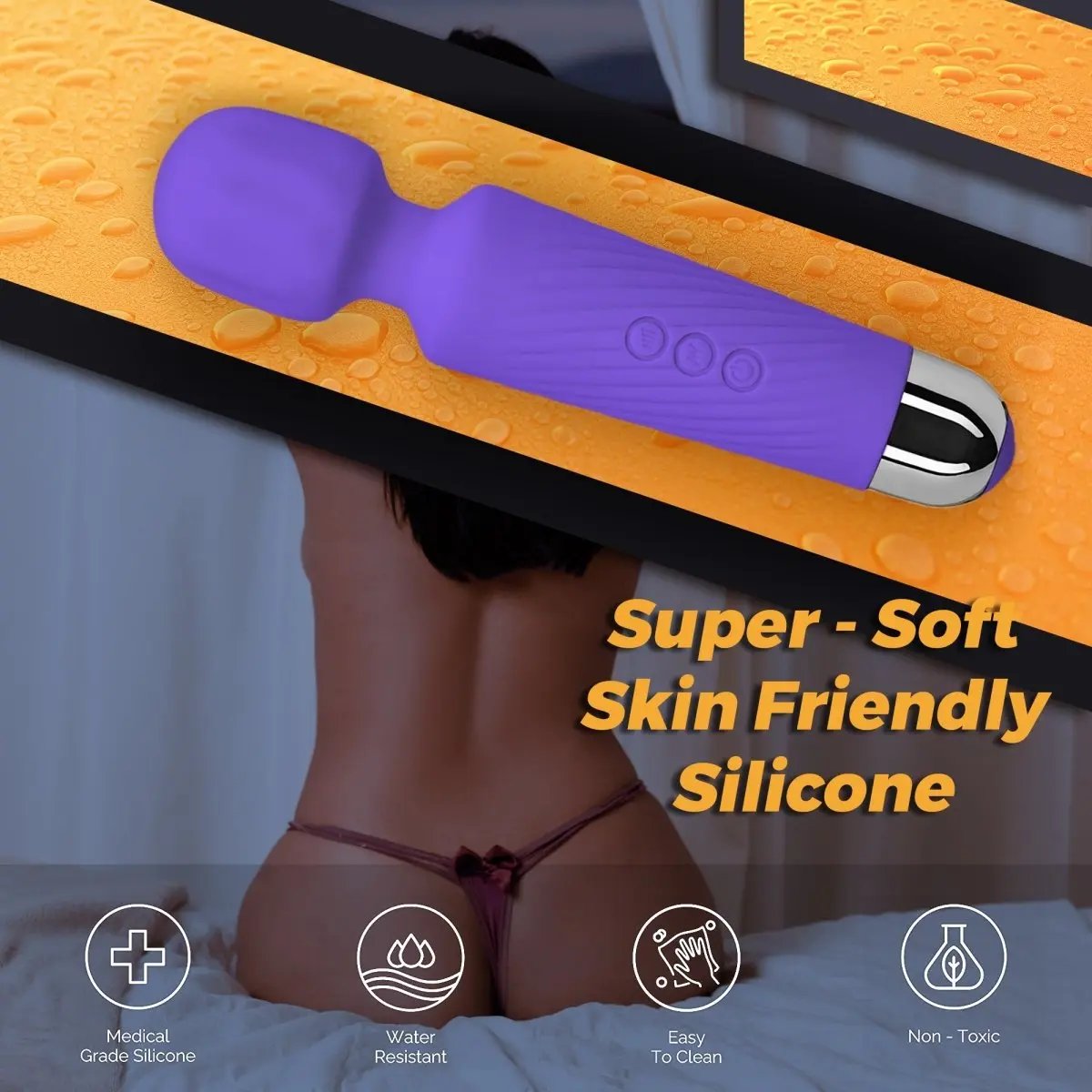 3 Colors Rechargeable 20 Speed Handheld Massager Vibrator Wand Vibrating Massager