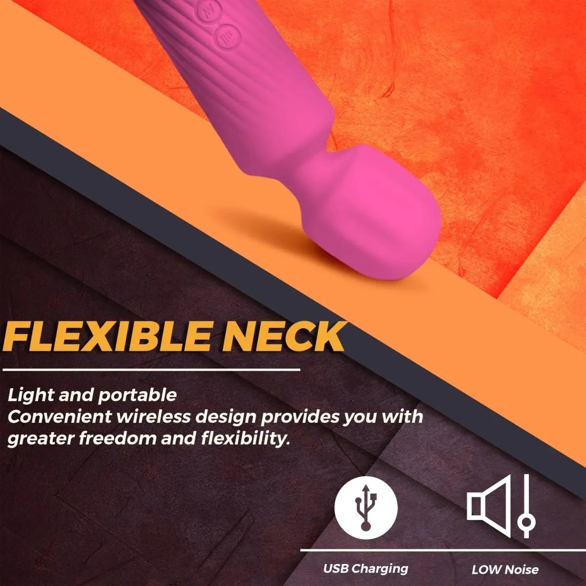 3 Colors Rechargeable 20 Speed Handheld Massager Vibrator Wand Vibrating Massager