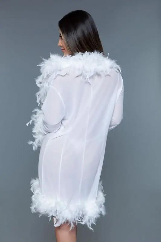 T-Shirts Premium BE WICKED Lux Robe - Elegant White, One Size Fits Most, Comfortable & Stylish Loungewear