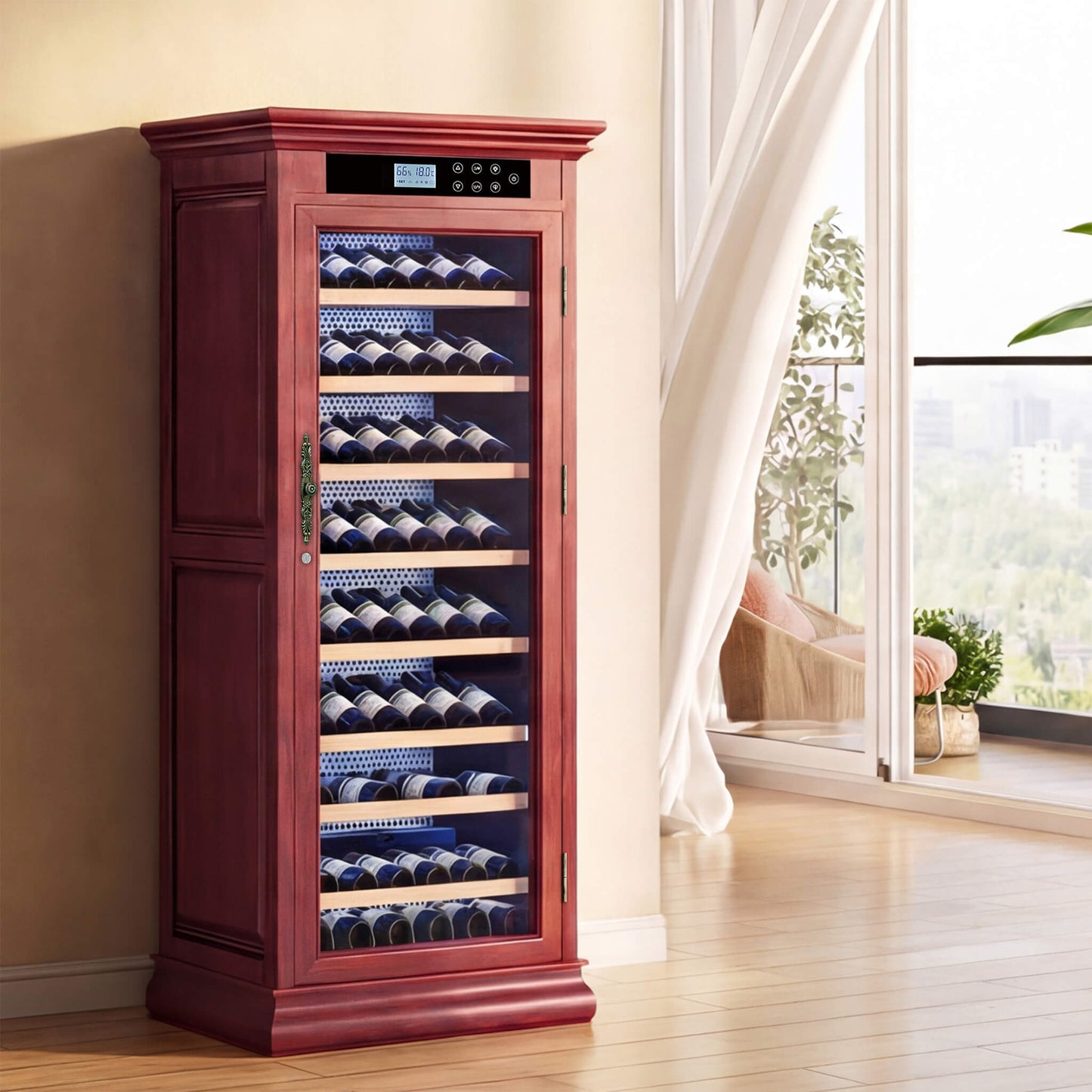 Nuvia 102-Bottle 10.6 Cu.Ft Wine Cooler Cabinet With LED Lighting And Temperature Control (SAK69027)