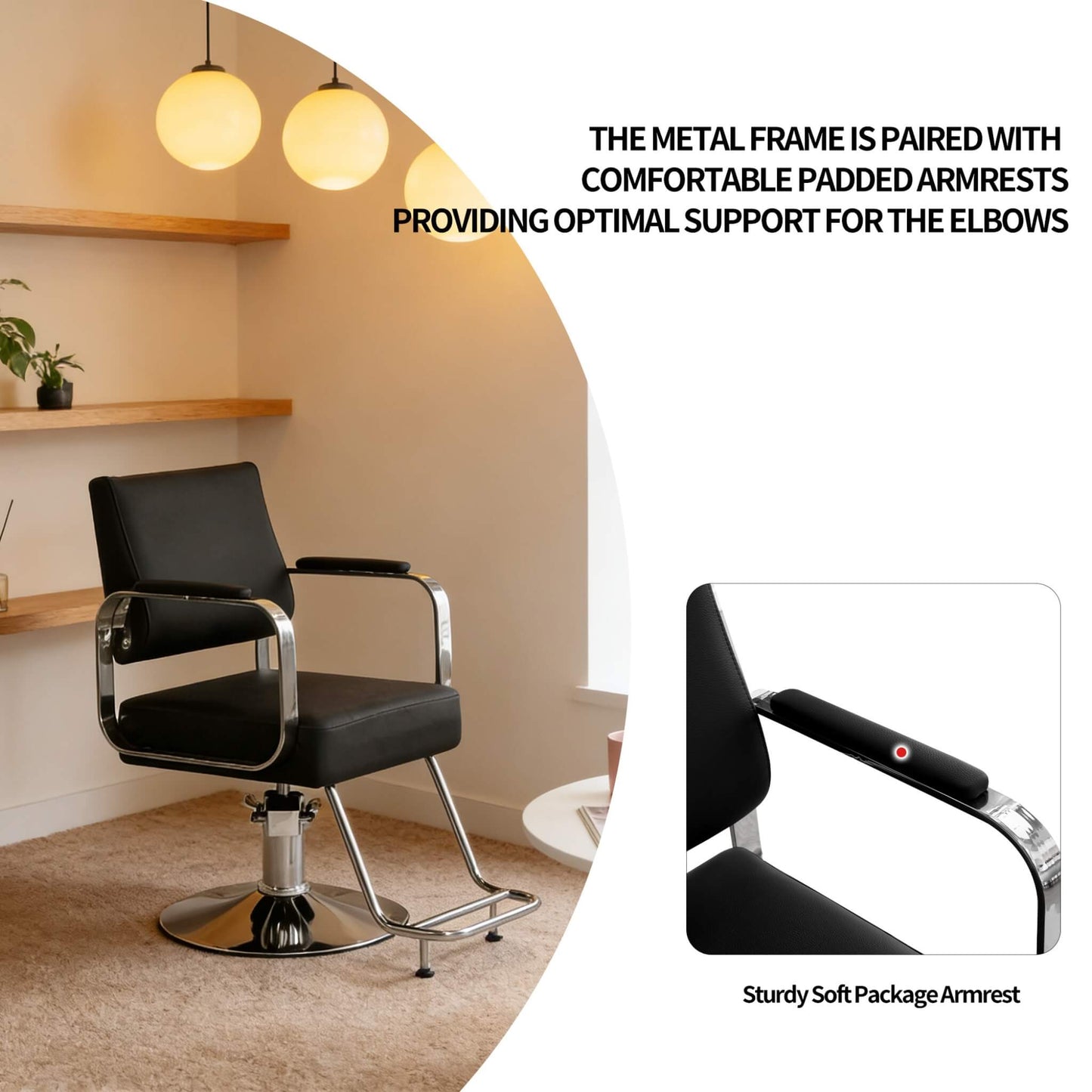 Luxury Height-Adjustable Barber Chair With 360-Degree Swivel (SAK64103)