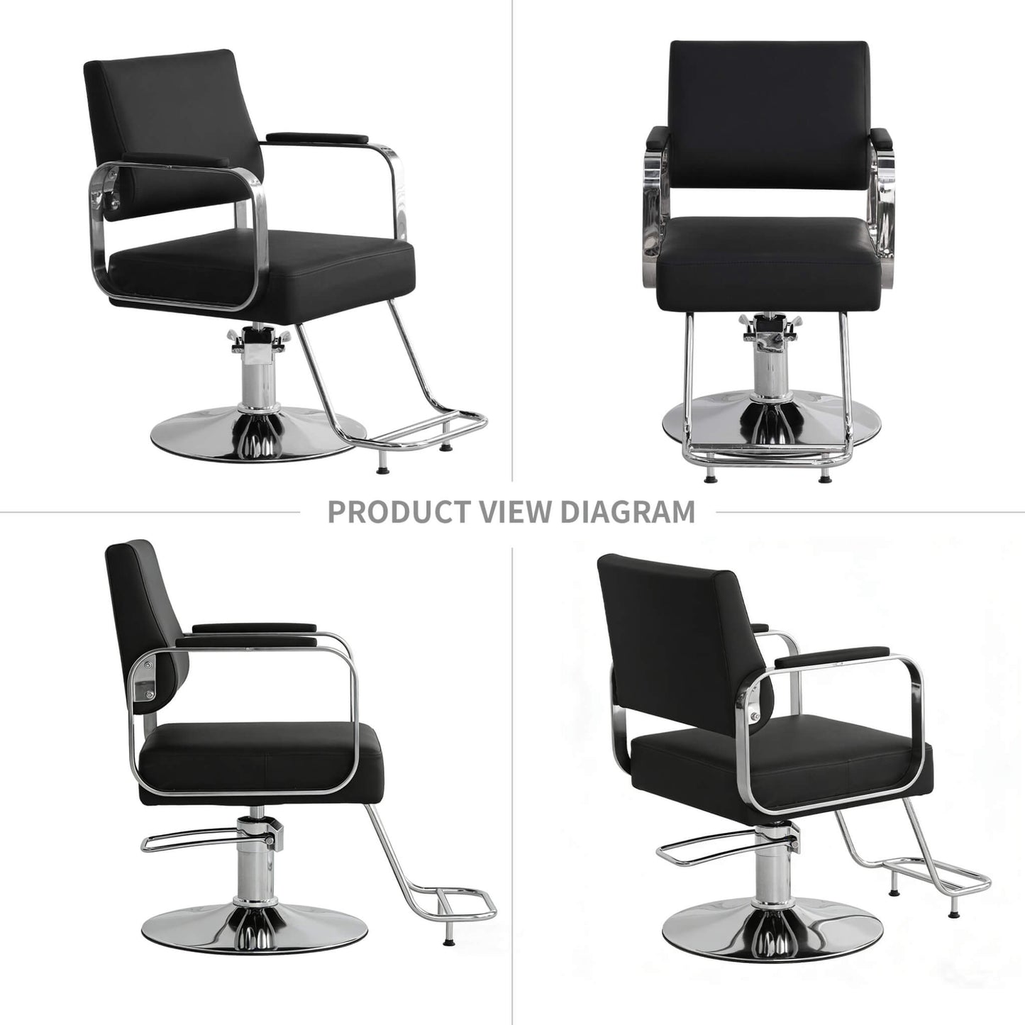 Luxury Height-Adjustable Barber Chair With 360-Degree Swivel (SAK64103)