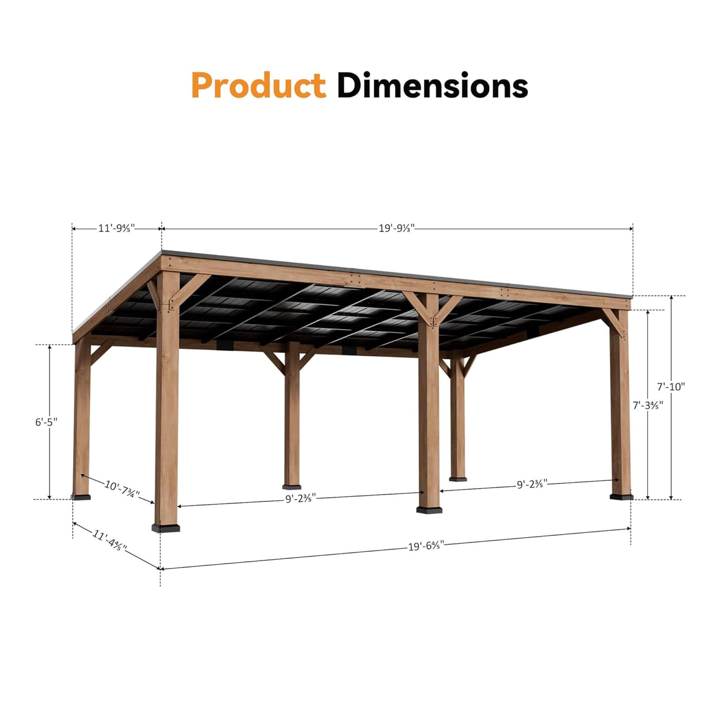 Alora Luxury Modern Cedar Gazebo With Sloped Hardtop Roof (SAK35720)