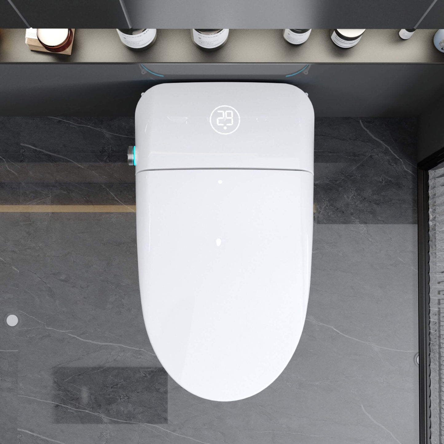 Nuvia Luxury Smart Toilet With Built-In Auto Open And Close Bidet Seat, Foot Sensor, LED Display And Night Light (SAK31256)