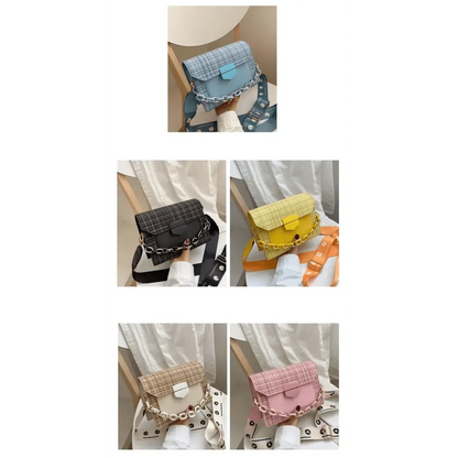 Luxury Wide Strap Shoulder Bags for Women And Girls Designer Lady Handbags and Purses Fashionable Chain Messenger Crossbody Bags