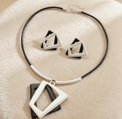 Minimalist Geometric Pendant & Earring Set