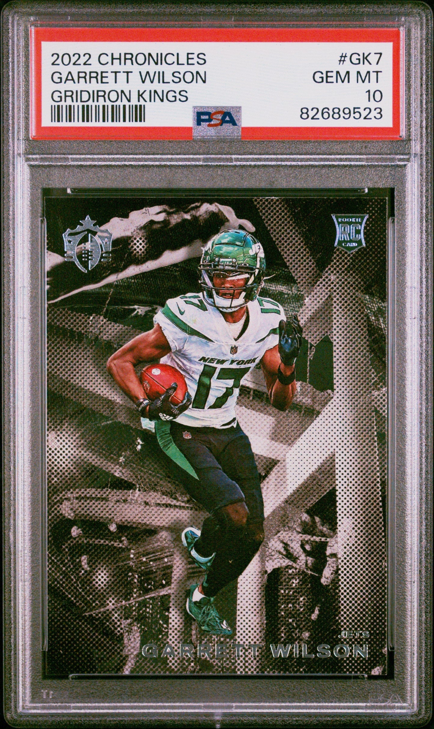 Graded 2022 Panini Chronicles Garrett Wilson #GK7 Gridiron Kings Rookie RC Football Card PSA 10 Gem Mint