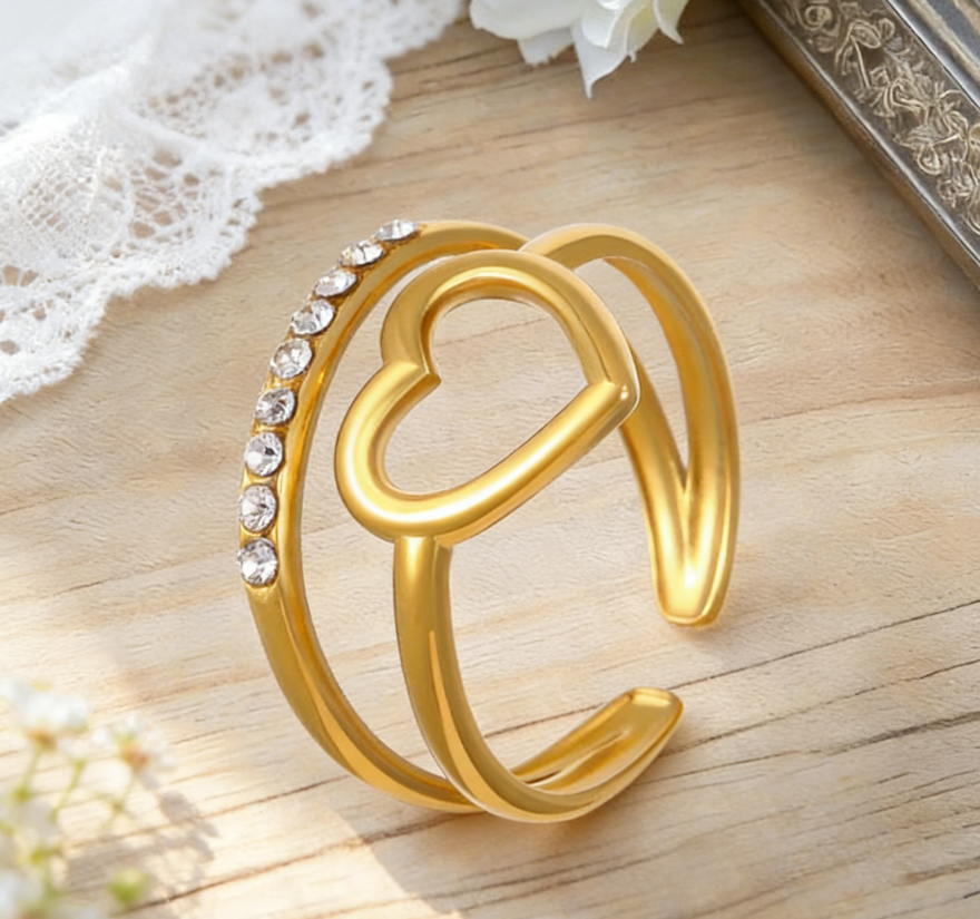 18K Gold Stainless Steel Natural Stone Ring