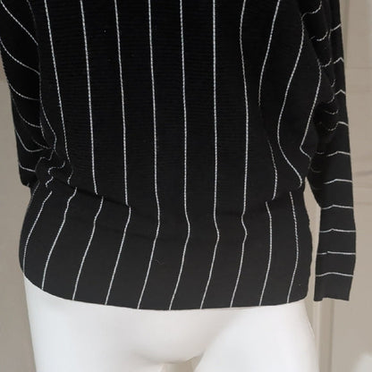 Philosophy Chic Black Sweater with White Stripes S