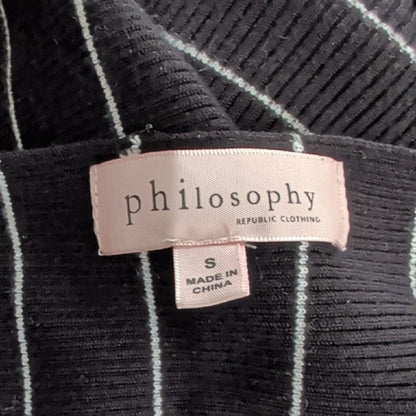 Philosophy Chic Black Sweater with White Stripes S