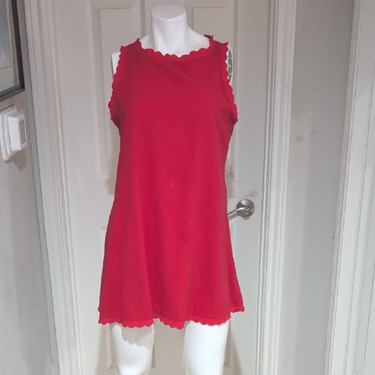 Elegant Red Ruffled Sleeveless Mini Dress Large