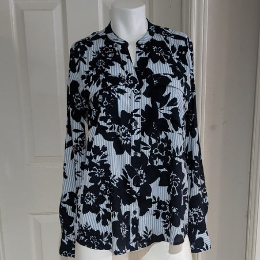 Calvin Klein Chic Blue Floral Women's Blouse M