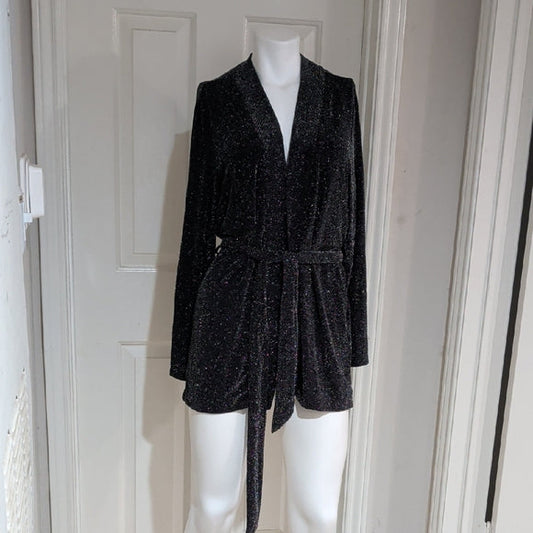 Divided Black Shimmering Long Sleeve Mini Dress Women's Medium