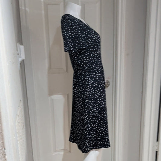 Dark Blue Polka Dot V-Neck Mini Dress Women's Medium