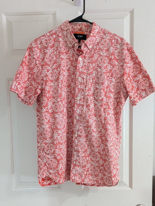 Jack Spade Coral and White Linen Short-Sleeve Button-Down Shirt Men's Medium