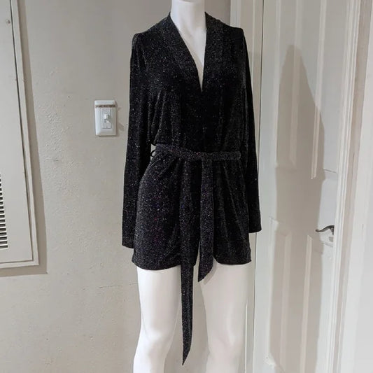 Divided Black Shimmering Long Sleeve Mini Dress Women's Medium