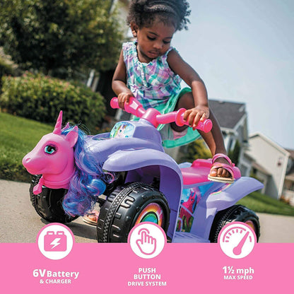Magical Unicorn Quad for Toddlers, 6V Battery Powered, Ideal for Ages 1.5-3, Purple