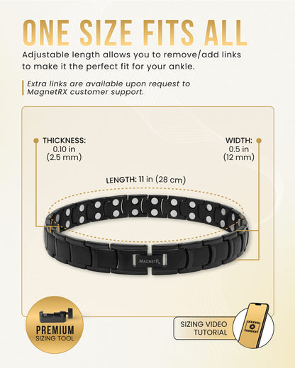 Ultra Strength Titanium Magnetic Therapy Anklet for Men (Black)
